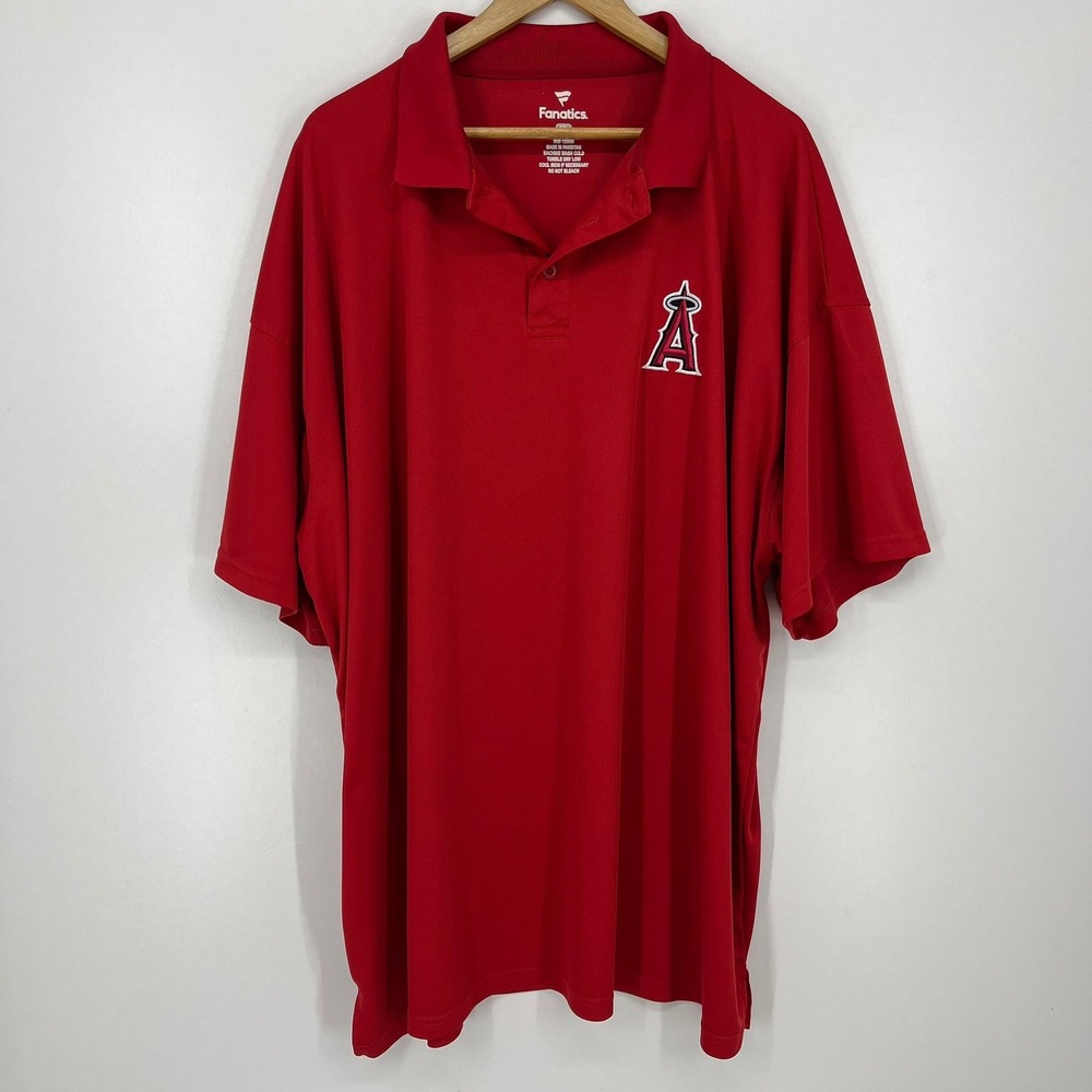 Fanatics Mens Los Angeles Angels Red Performance Mesh Polo Shirt 4XL MLB Logo